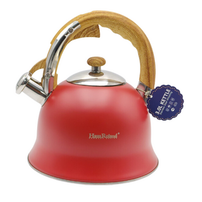 Whistling Tea Kettle with Wooden Handles Red - 3 Liters