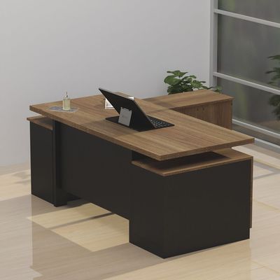 Mahmayi Samtida 193 Modern Executive Workstation Desk with Cabinet Computer and Laptop Desk Wooden Finish Ideal for Home and Office - Zabrano