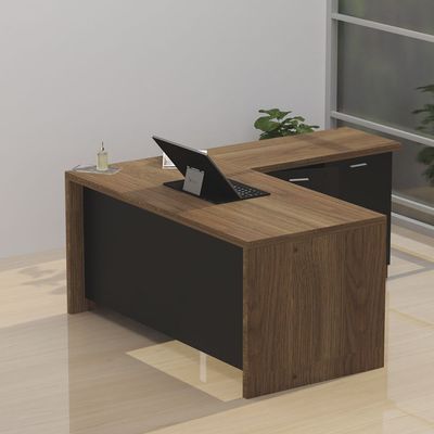 Mahmayi Zelda M225 L-Shape Modern Executive Workstation Desk with Cabinet Easy to Clean Computer and Laptop Ideal for Home and Office - Zabrano