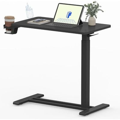 Mahmayi Mobile Standing Desk with Wheels Height Adjustable Laptop Cart for Home and Office Workstations Perfect for Rolling and Easy Movement - Black