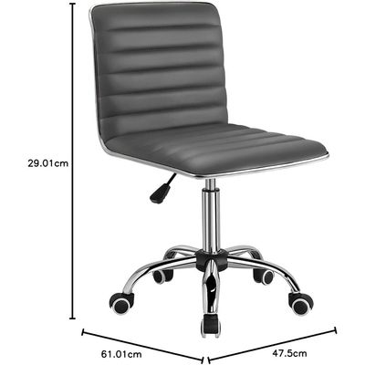 Mahmayi Mid Back Task Chair Comfortable Low Back Leather Swivel Office Desk Chair with Foam Molded Seat and Armless - Grey