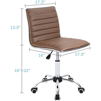 Mahmayi Mid Back Task Chair Comfortable Low Back Leather Swivel Office Desk Chair with Foam Molded Seat and Armless - Brown