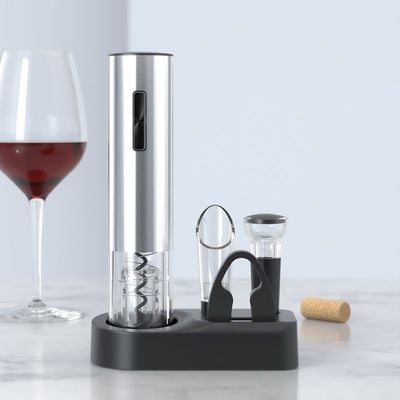 Electric Wine Opener Set Silver