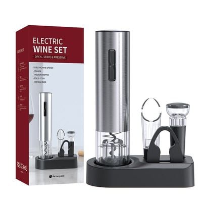 Electric Wine Opener Set Silver