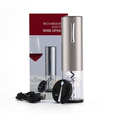 Electric Wine Opener Transparent Set Silver