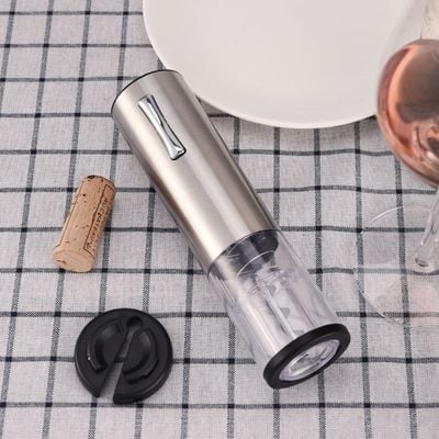 Electric Wine Opener Transparent Set Silver