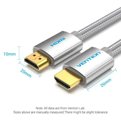 VENTION Cotton Braided HDMI Cable 0.75M Silvery Metal TypeModel # AABIE