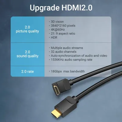 HDMI Right Angle  Cable 90 Degree 1M Black