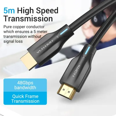 VENTION Cotton Braided 8K HDMI Cable 1M BlackModel # AAUBF