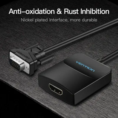 VENTION VGA to HDMI Converter with Female Micro USB and Audio Port 0.15M BlackModel # ACNBB