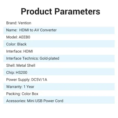 VENTION HDMI to RCA Converter Black Metal TypeModel # AEEB0