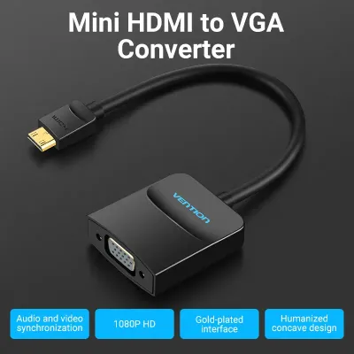 VENTION Mini HDMI to VGA Converter with Female Micro USB and Audio Port  0.15M BlackModel # AGABB