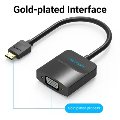 VENTION Mini HDMI to VGA Converter with Female Micro USB and Audio Port  0.15M BlackModel # AGABB