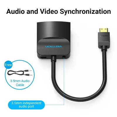 VENTION Mini HDMI to VGA Converter with Female Micro USB and Audio Port  0.15M BlackModel # AGABB