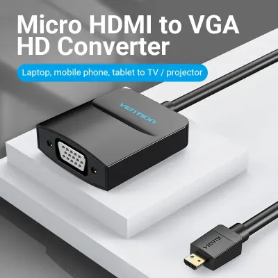 VENTION Micro HDMI to VGA Converter with Female Micro USB and Audio Port  0.15M BlackModel # AGBBB