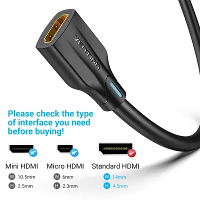 VENTION HDMI2.1 Extension Cable 0.5M BlackModel # AHBBD