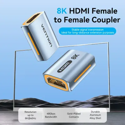 VENTION HDMI-A Female to Female 8K Adapter Gray Aluminum Alloy TypeModel # AIUH0