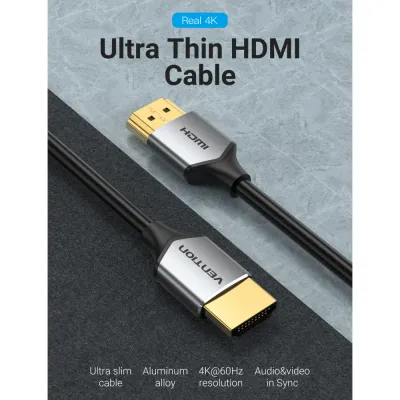 VENTION Ultra Thin HDMI Male to Male HD Cable 0.5M Gray Aluminum Alloy TypeModel # ALEHD