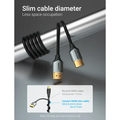 VENTION Ultra Thin HDMI Male to Male HD Cable 1M Gray Aluminum Alloy TypeModel # ALEHF