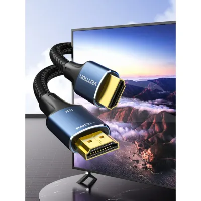 VENTION Cotton Braided HDMI-A Male to Male HD Cable 8K 1M Blue Aluminum Alloy TypeModel # ALGLF