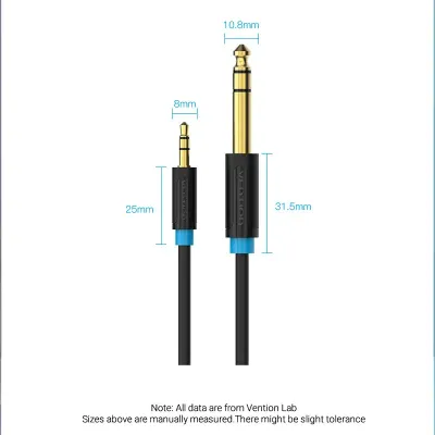 VENTION 6.5mm Male to 3.5mm Male Audio Cable 1M BlackModel # BABBF