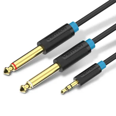 VENTION 3.5mm Male to 2*6.5mm Male Audio Cable 1M BlackModel # BACBF