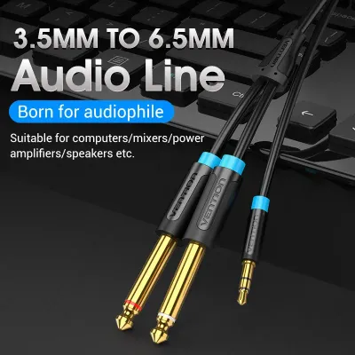 VENTION 3.5mm Male to 2*6.5mm Male Audio Cable 1M BlackModel # BACBF