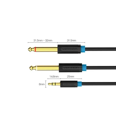 VENTION 3.5mm Male to 2*6.5mm Male Audio Cable 2M BlackModel # BACBH