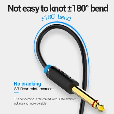 VENTION 3.5mm Male to 2*6.5mm Male Audio Cable 5M BlackModel # BACBJ