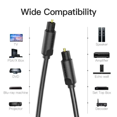 VENTION Optical Fiber Audio Cable 1M BlackModel # BAEBF