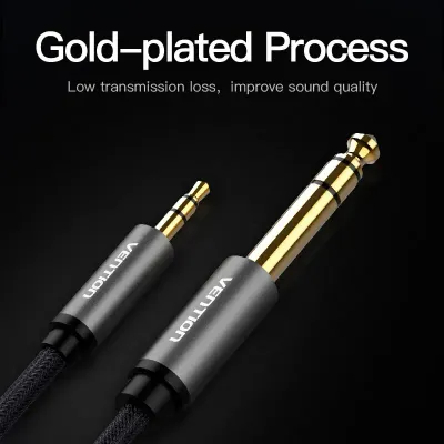 VENTION Nylon Braided 3.5mm Male to 6.5mm Male Audio Cable 1.5M GrayModel # BAIHG