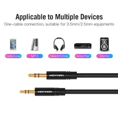 VENTION 3.5mm Male to 2.5mm Male Audio Cable 0.5M Black Metal TypeModel # BALBD