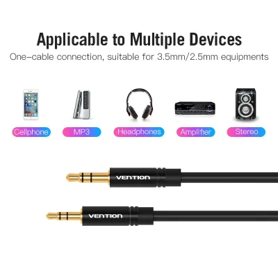 VENTION 3.5mm Male to 2.5mm Male Audio Cable 1M Black Metal TypeModel # BALBF