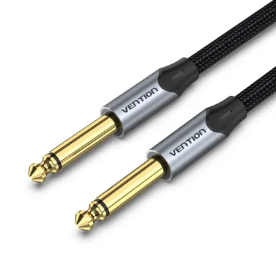 VENTION Cotton Braided 6.5mm Male to Male Audio Cable 0.5M Gray Aluminum Alloy TypeModel # BASHD