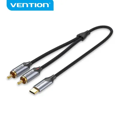 VENTION Cotton Braided TRS 3.5mm Male to 6.5mm Male Audio Cable 0.5M Gray Aluminum Alloy TypeModel # BAUHD