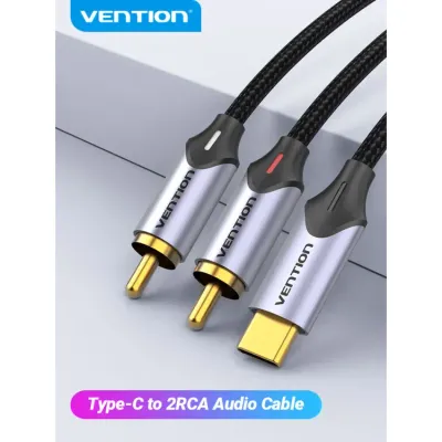 VENTION Cotton Braided TRS 3.5mm Male to 6.5mm Male Audio Cable 0.5M Gray Aluminum Alloy TypeModel # BAUHD