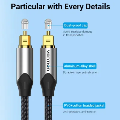 VENTION Optical Fiber Audio Cable Aluminum Alloy Type 2M GrayModel # BAVHH