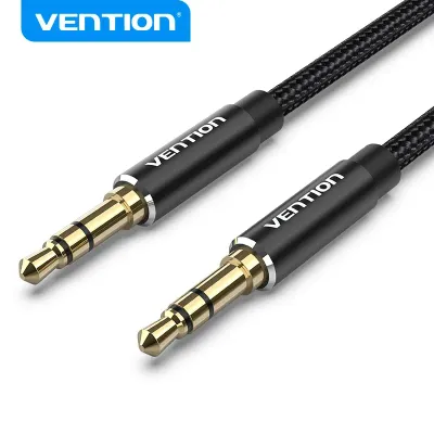 VENTION Cotton Braided 3.5mm Male to Male Audio Cable 0.5M Black Aluminum Alloy TypeModel # BAWBD