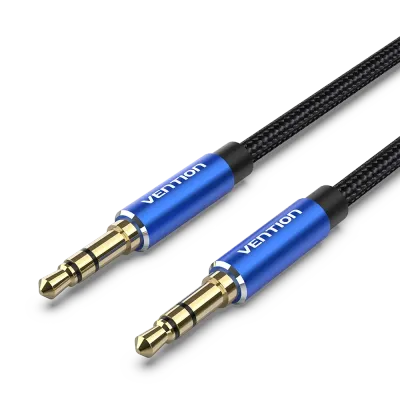 VENTION Cotton Braided 3.5mm Male to Male Audio Cable 0.5M Blue Aluminum Alloy TypeModel # BAWLD