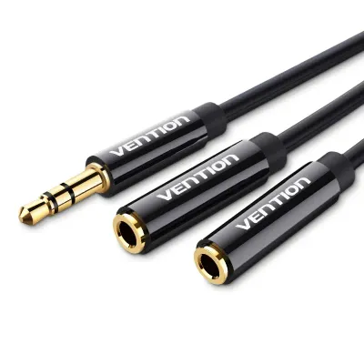 VENTION 3.5mm Male to 2*3.5mm Female Stereo Splitter Cable 0.3M Black ABS TypeModel # BBSBY