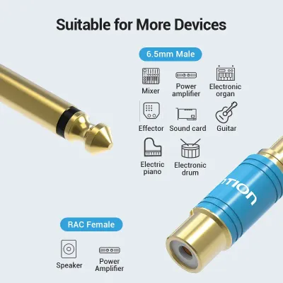 VENTION 6.5mm Male to RCA Female Audio Adapter GoldModel # VDD-C03