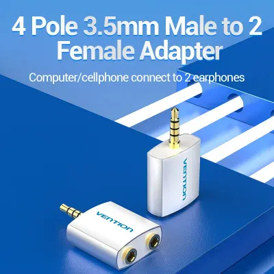 VENTION 4 Pole 3.5mm Male to 2*3.5mm Female Audio Splitter SilveryModel # BDAW0