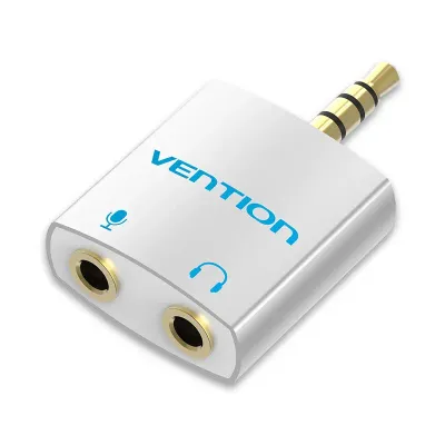 VENTION 4 Pole 3.5mm Male to 2*3.5mm Female Audio Splitter with Separated Audio and Microphone Port SliveryModel # BDBW0