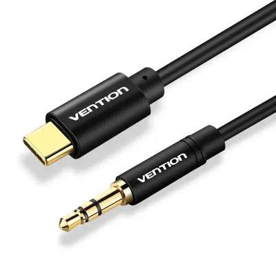 VENTION Type-C to 3.5mm Male Spring Audio Cable 1.5M Black Metal TypeModel # BGABG