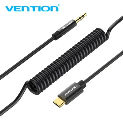 VENTION Type-C to 3.5mm Male Spring Audio Cable 1.5M Black Metal TypeModel # BGABG