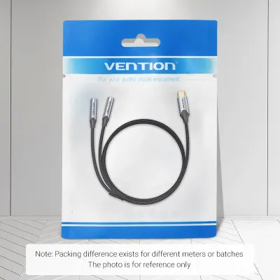 VENTION USB-C Male to Dual 3.5MM Jack Earphone Adapter 0.3M Gray Aluminum Alloy TypeModel # BGNHY