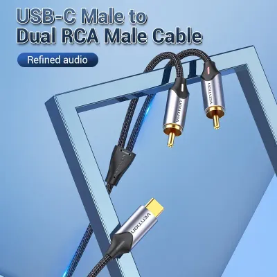 VENTION USB-C Male to 2-Male RCA Cable 2M Gray Aluminum Alloy TypeModel # BGUHH