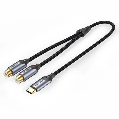 VENTION USB-C Male to 2-Female RCA Cable 0.5M Gray Aluminum Alloy TypeModel # BGVHD