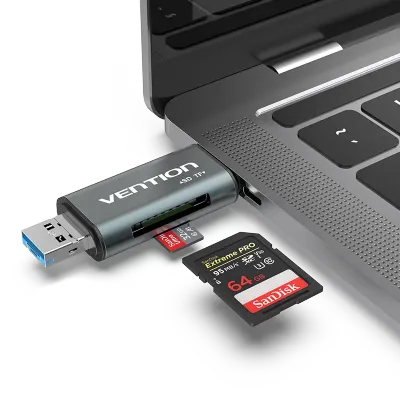 VENTION USB3.0 Multi-function Card Reader Gray Metal TypeModel # CCHH0