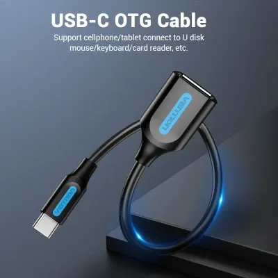 VENTION USB 2.0 C Male to A Female OTG cable 0.15M Black PVC TypeModel # CCSBB